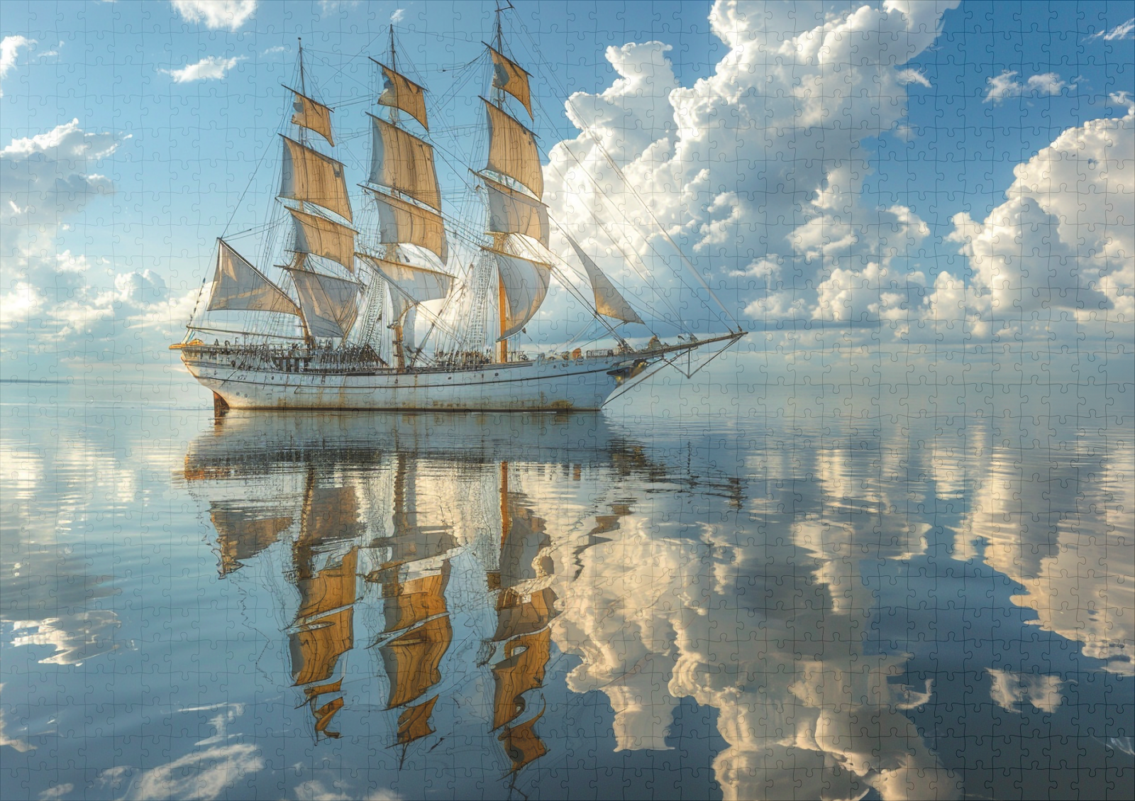 raxxa Premium-Puzzle: Segelschiff und Wolken mit Spiegelung – Bild 2