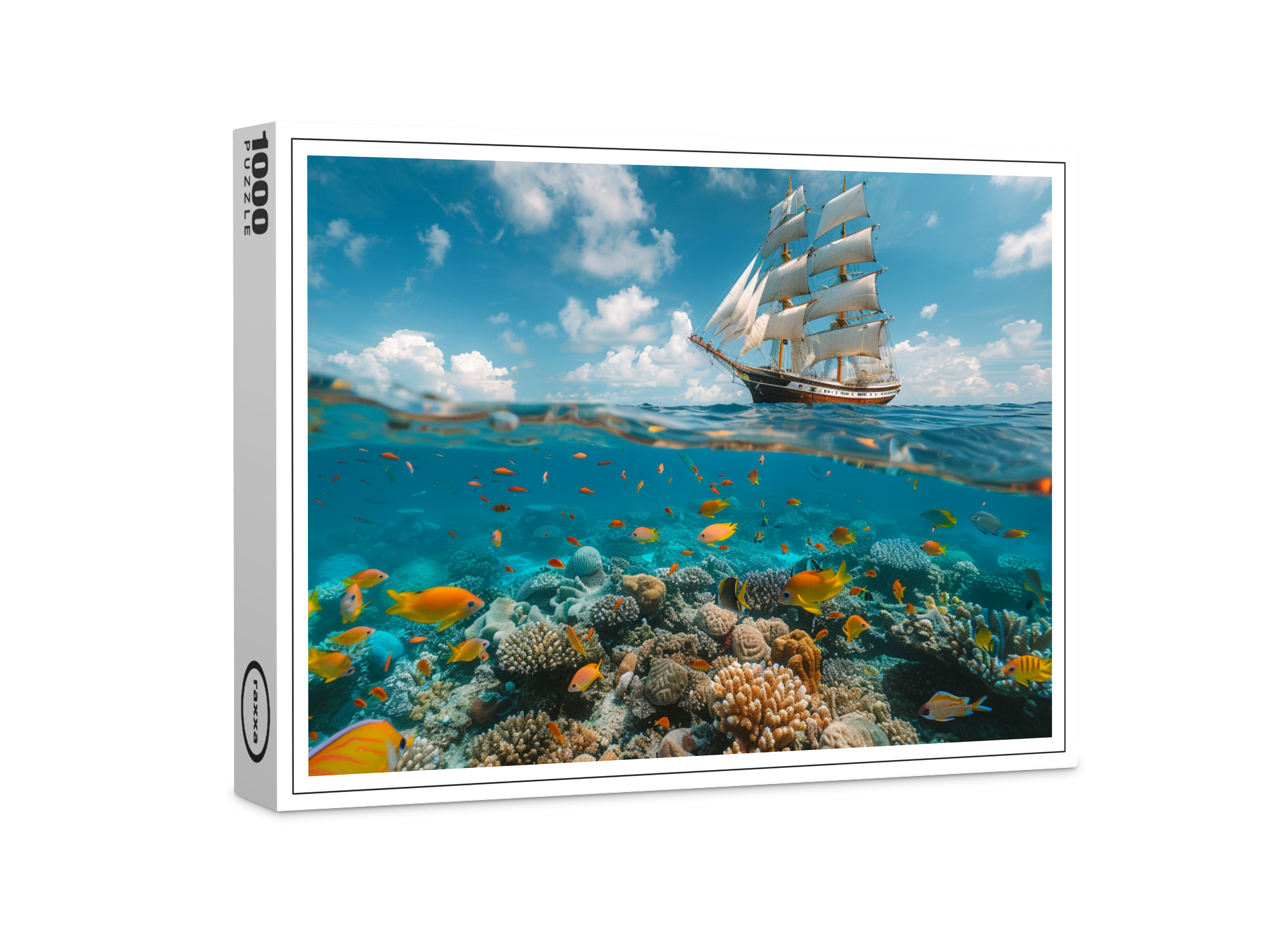 raxxa Premium-Puzzle: Segelschiff und Korallen mit Fischen