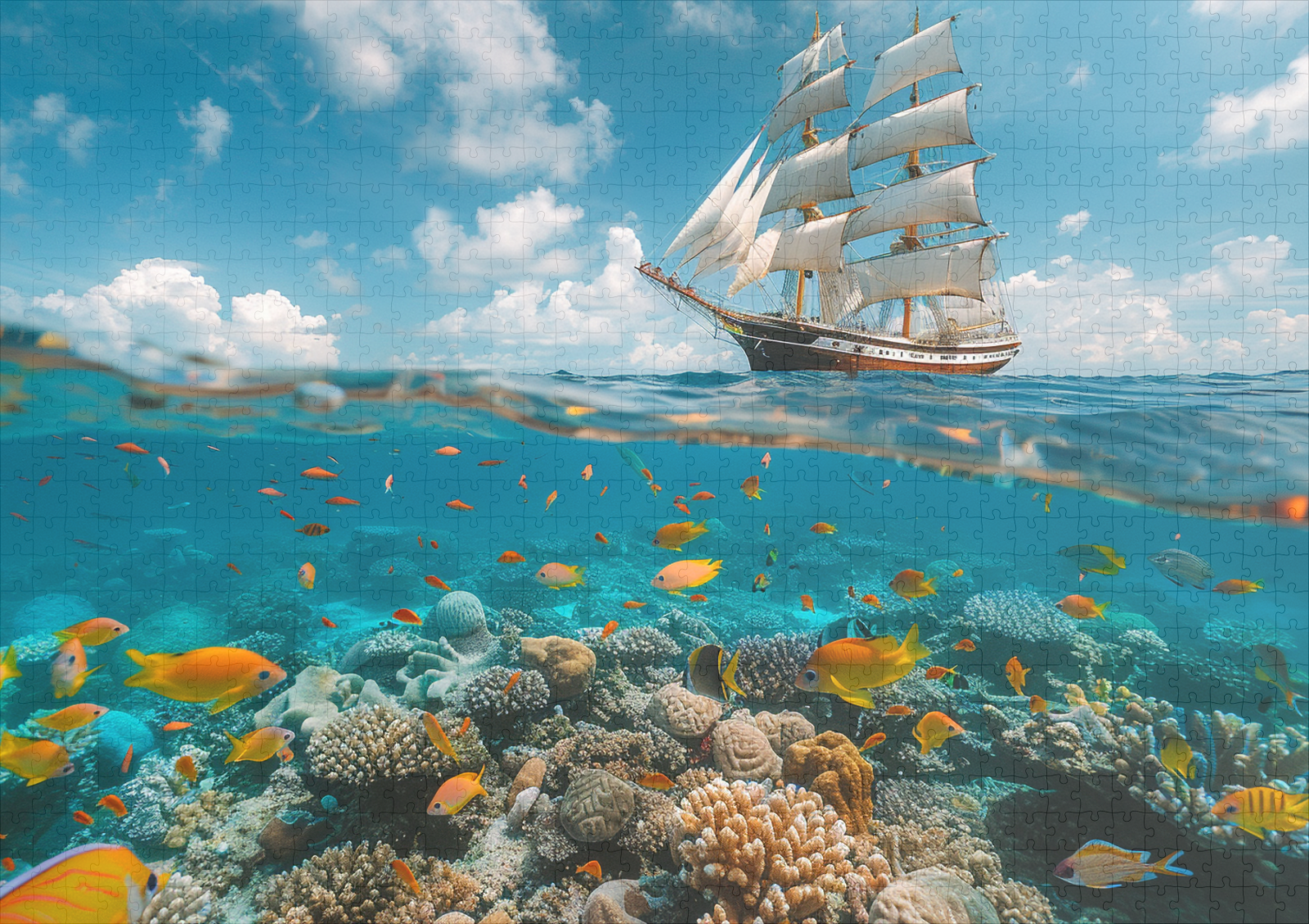 raxxa Premium-Puzzle: Segelschiff und Korallen mit Fischen – Bild 2