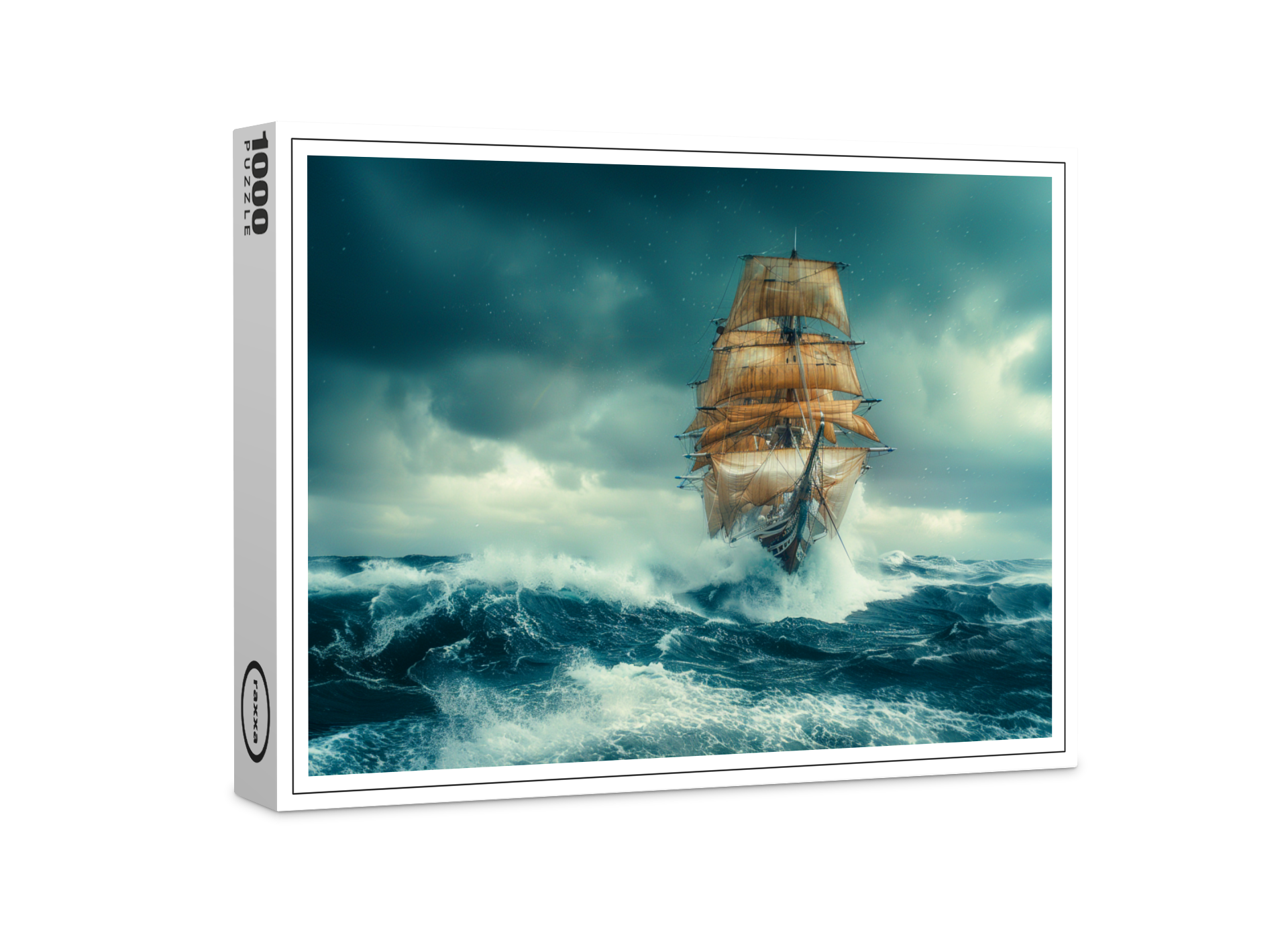 raxxa Premium-Puzzle: Historisches Segelschiff im Orkan