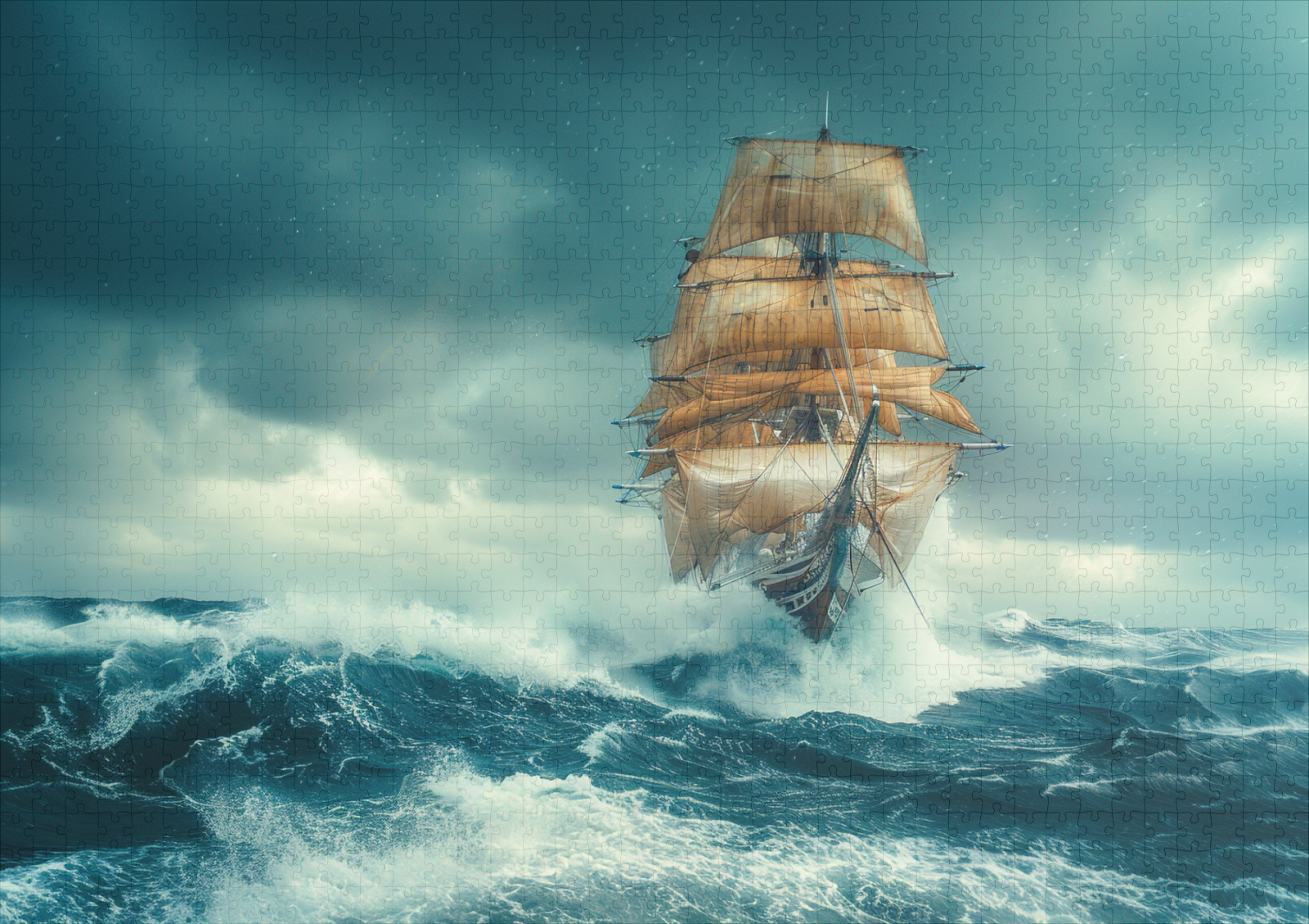 raxxa Premium-Puzzle: Historisches Segelschiff im Orkan - immagine 2
