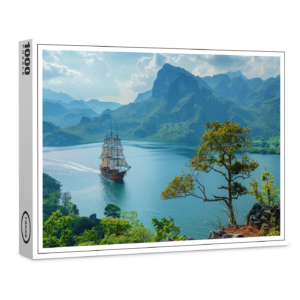 raxxa Premium-Puzzle: Historisches Segelschiff fährt in eine Bucht ein