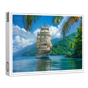 raxxa Premium-Puzzle: Historisches Segelschiff unter Palmen