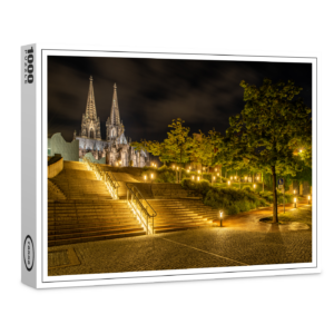 raxxa Premium-Puzzle: Kölner Dom bei Nacht Aufgang Domplatz
