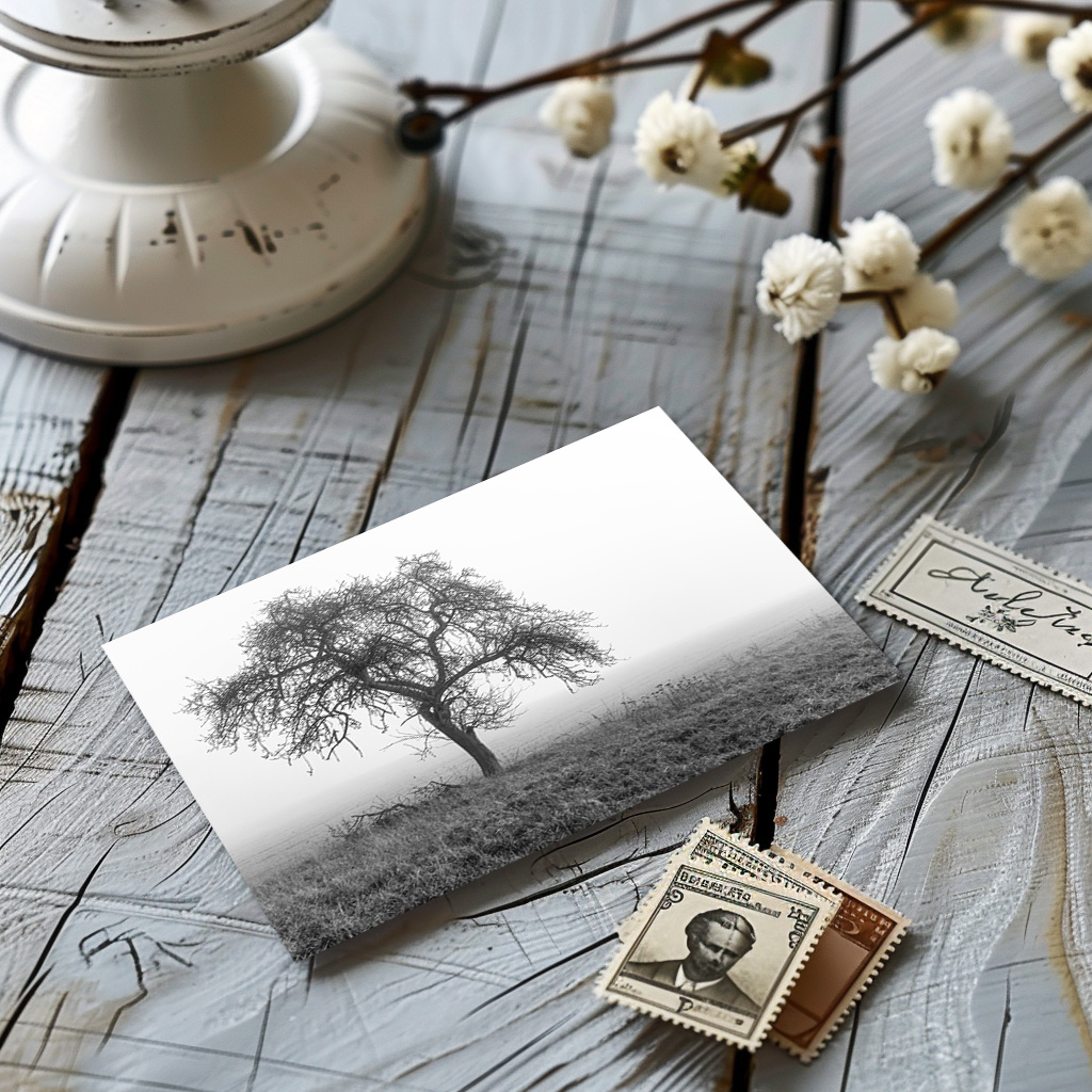 raxxa Postkarte: ein Baum im Nebel