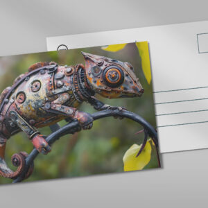 raxxa Postkarte: Metal Chameleon on Branch twig sitting