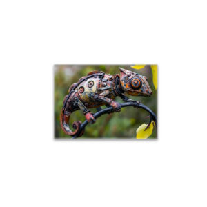 raxxa Glas-Magnet: Metal Chameleon on Branch twig sitting