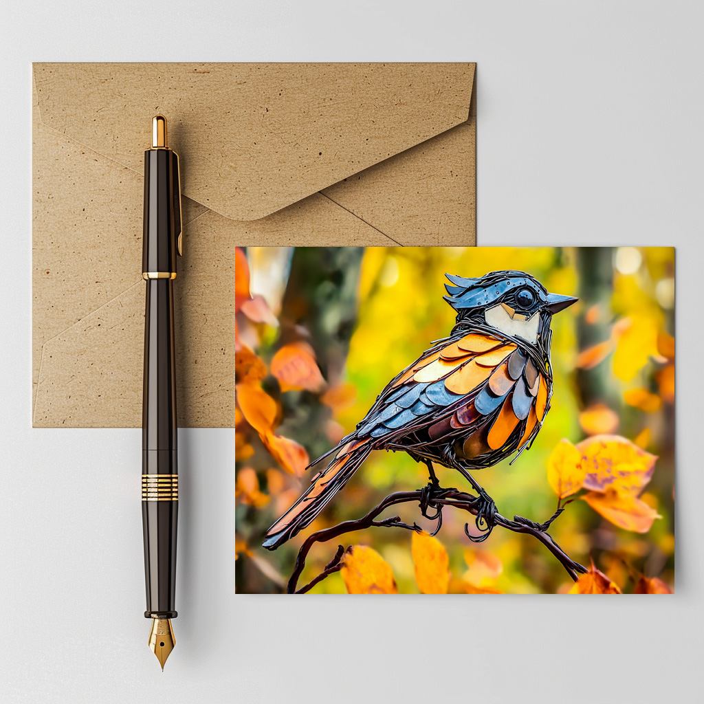 raxxa Postkarte: Metal Blue Tit on Branch