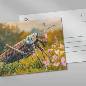 raxxa Postkarte: Metal Grasshopper Garden Sculpture