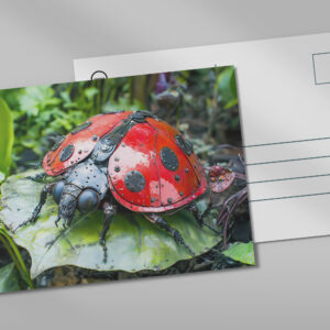 raxxa Postkarte: Metal Ladybug on Leaf