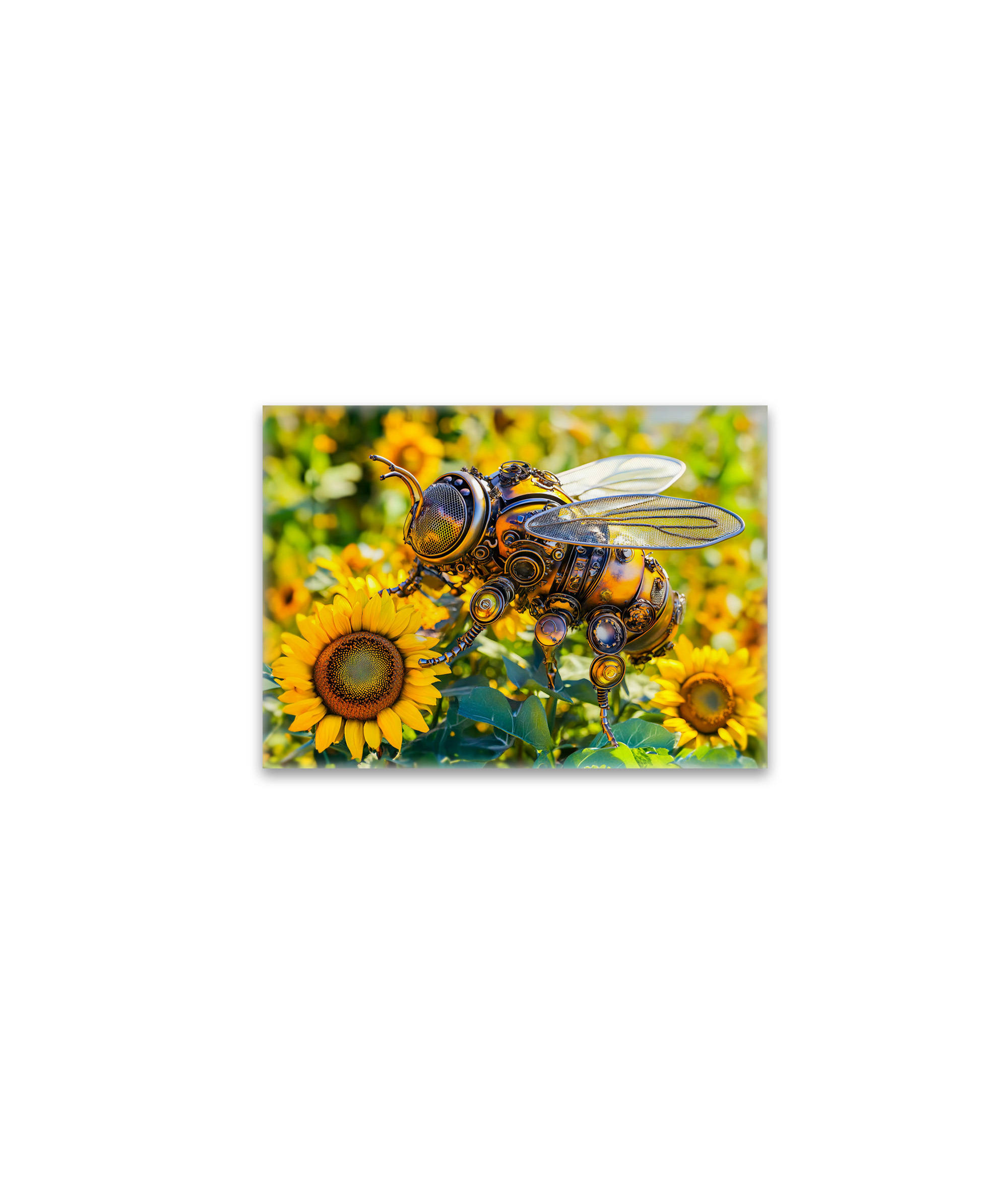 raxxa Glas-Magnet: Metal Bumblebee on Sunflower in Summer