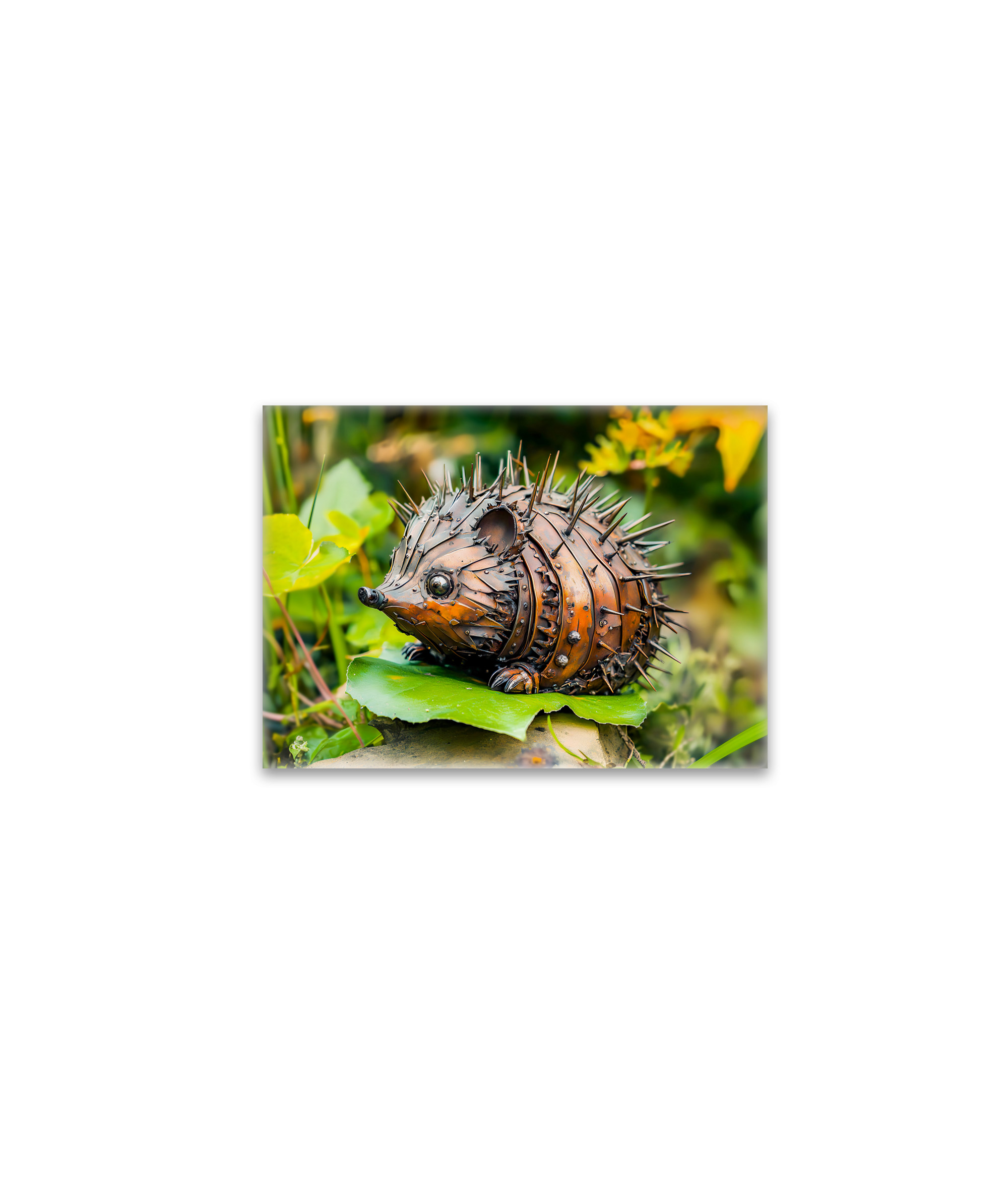 raxxa Glas-Magnet: Metal Hedgehog Garden Decor on leave