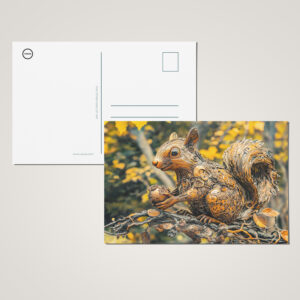 raxxa Postkarte: Metal Squirrel on Branch in autumn