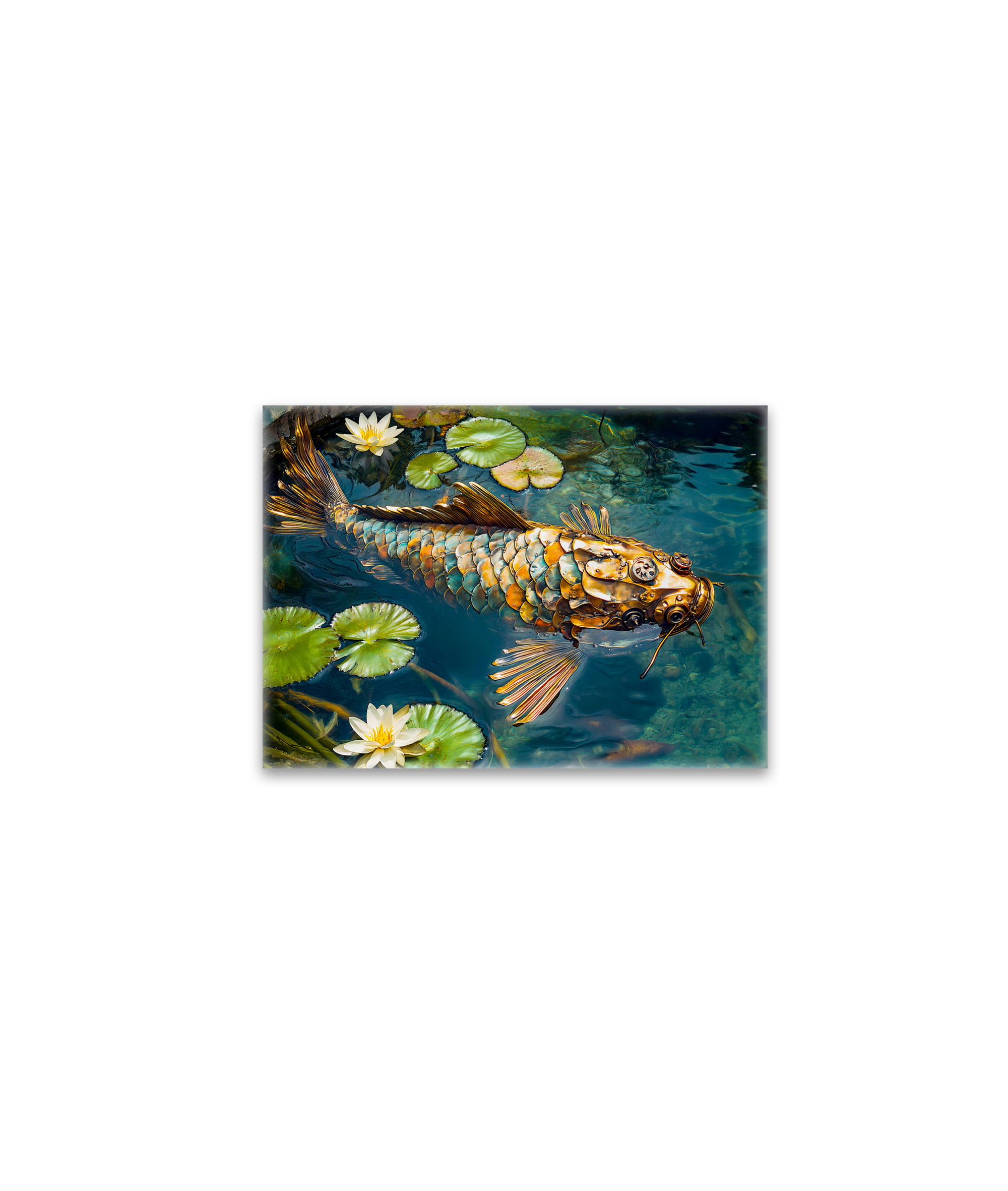 raxxa Glas-Magnet: Metal Koi in Pond and water lilith