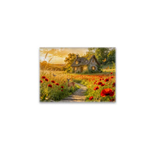 raxxa Glas-Magnet: Poppy Field Cottage with Wooden Path