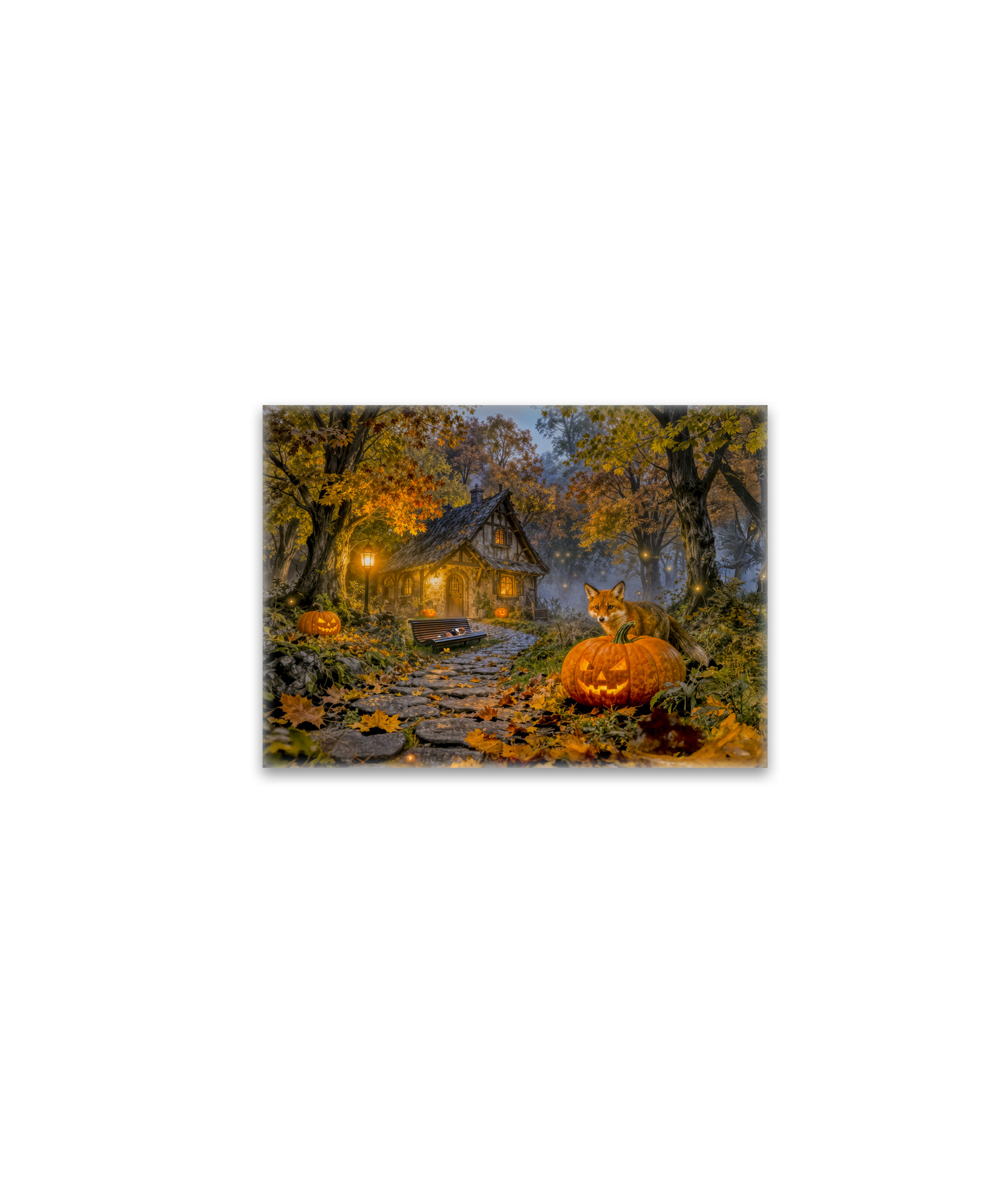 raxxa Glas-Magnet: Halloween Forest Cottage with Fox