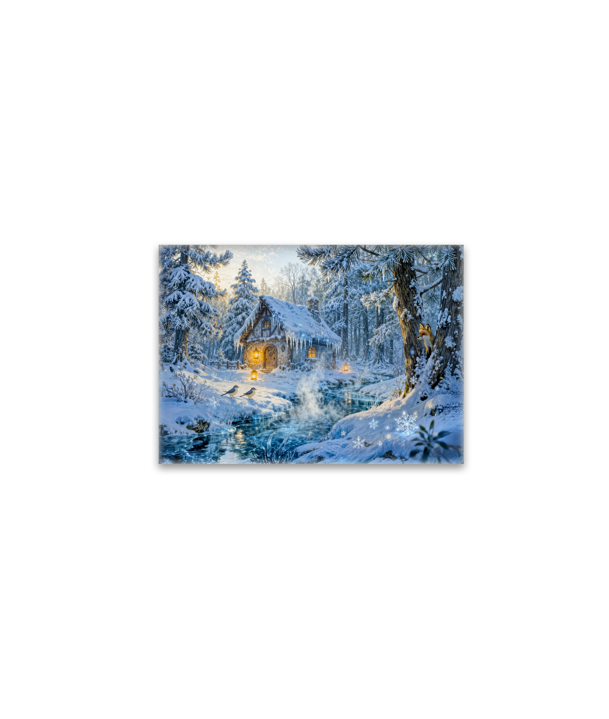 raxxa Glas-Magnet: Winter Cottage by the Forest Stream