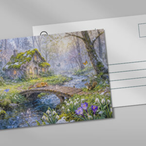raxxa Postkarte: Spring Cottage by the Forest Stream