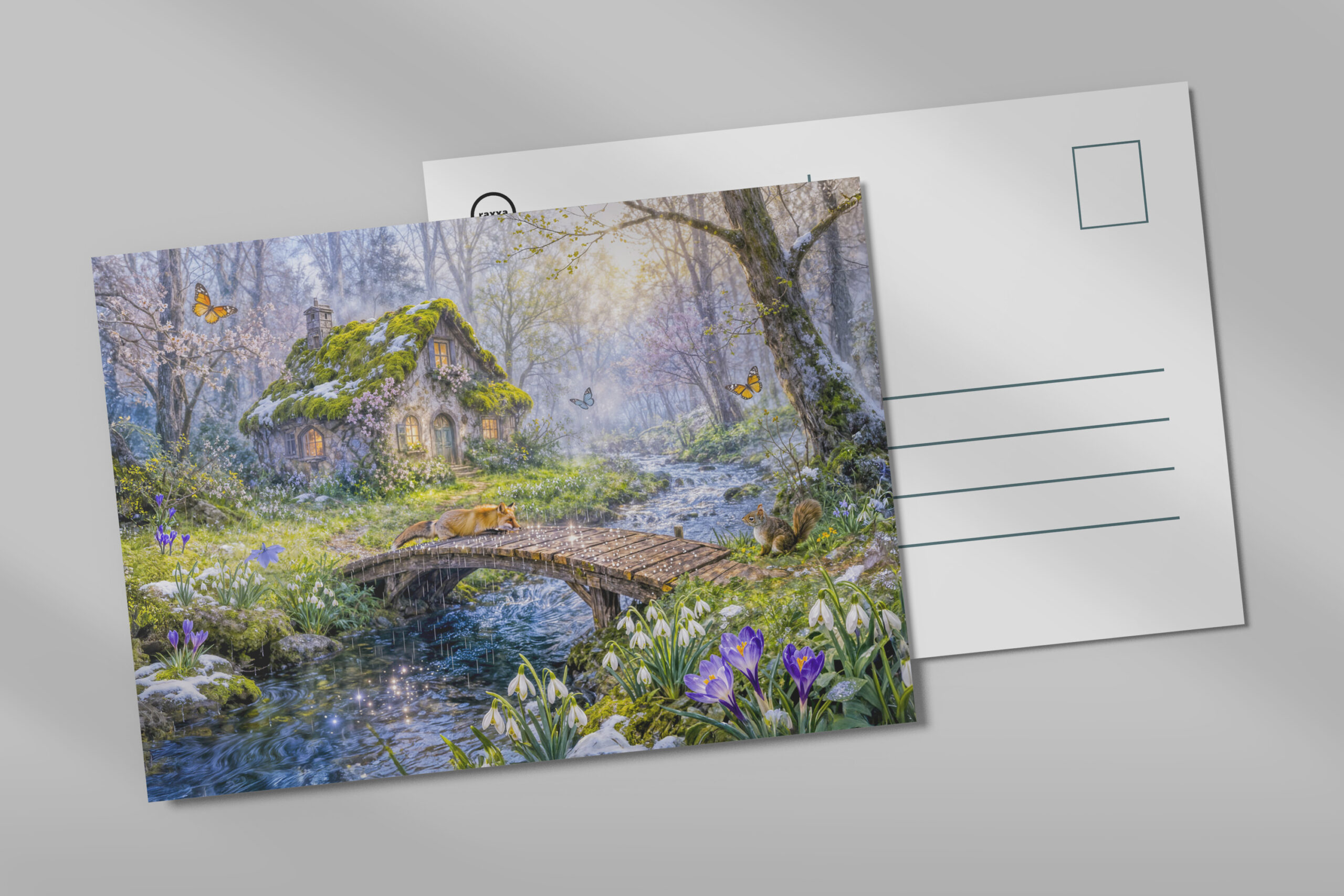 raxxa Postkarte: Spring Cottage by the Forest Stream