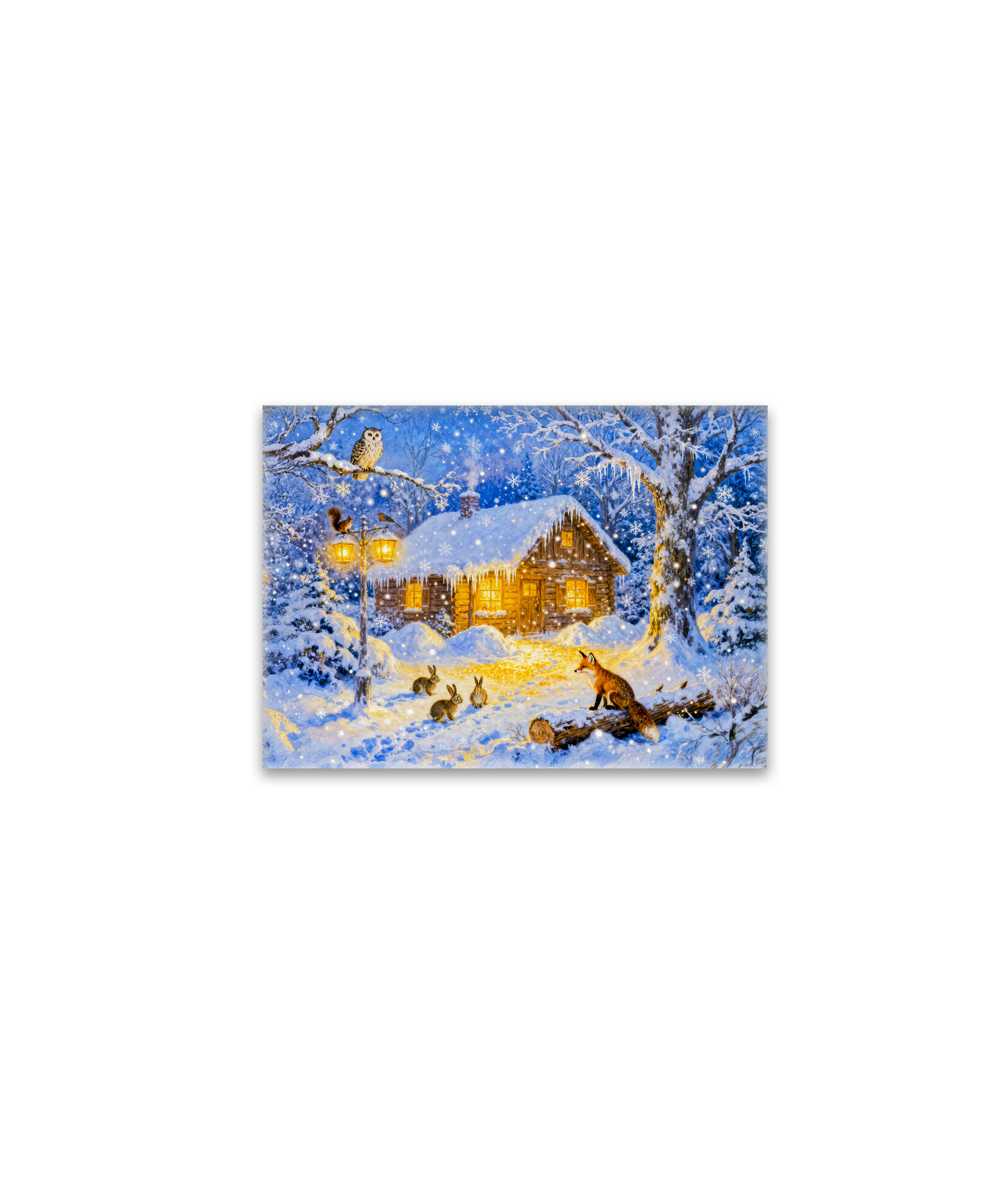 raxxa Glas-Magnet: Winter Forest Cottage with Woodland Animals