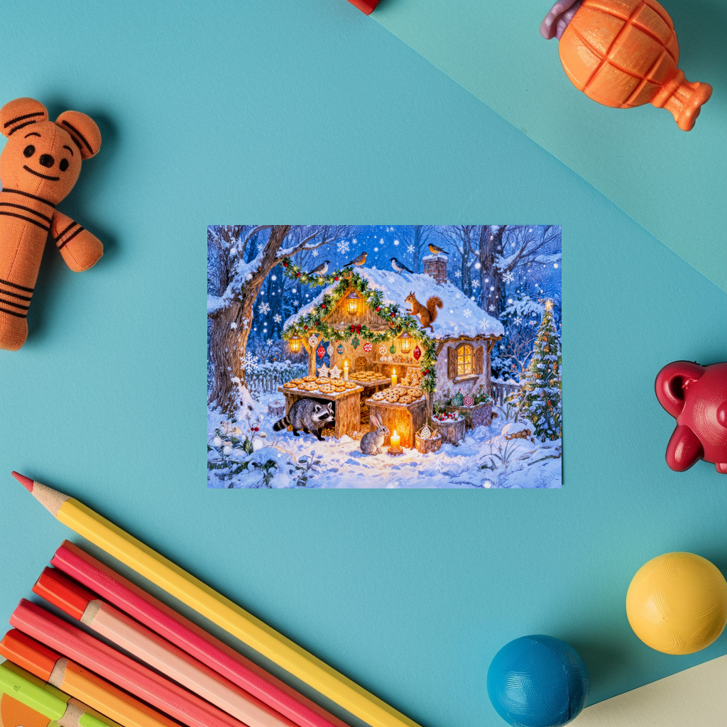 raxxa Postkarte: Gingerbread Cottage in the Snow