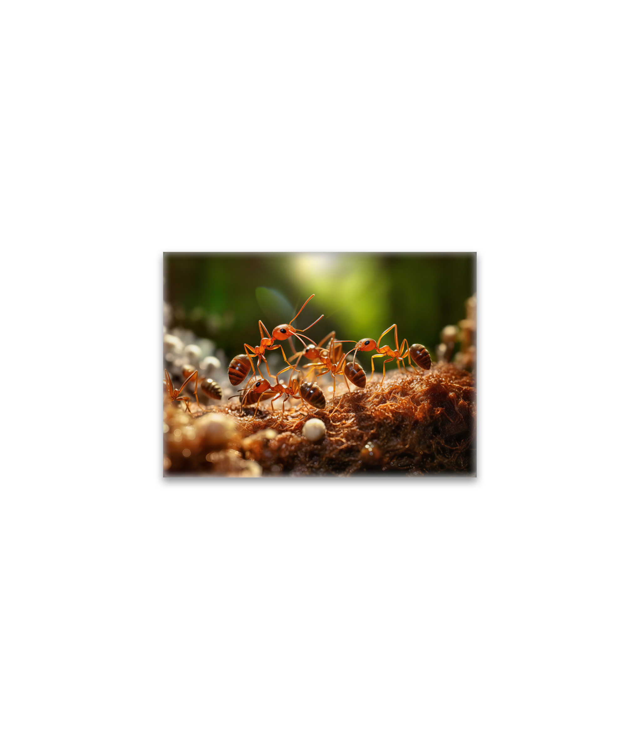 raxxa Glas-Magnet: busy ant colony working together to carry tiny pieces of food back to their underground nest