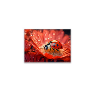 raxxa Glas-Magnet: ladybug delicately exploring the intricate patterns of a blooming flower petal