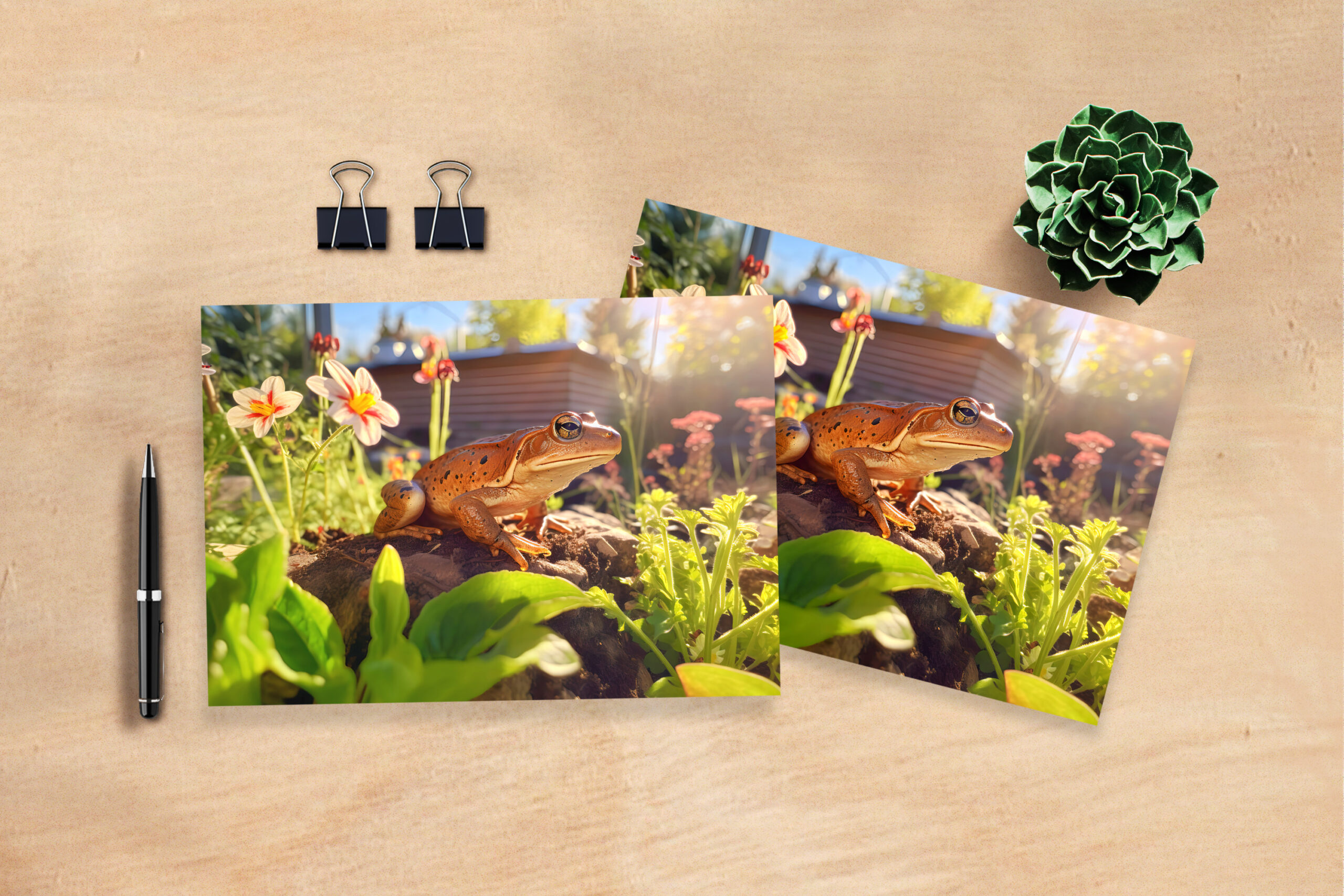 raxxa Postkarte: satisfied frog perched on a garden bed