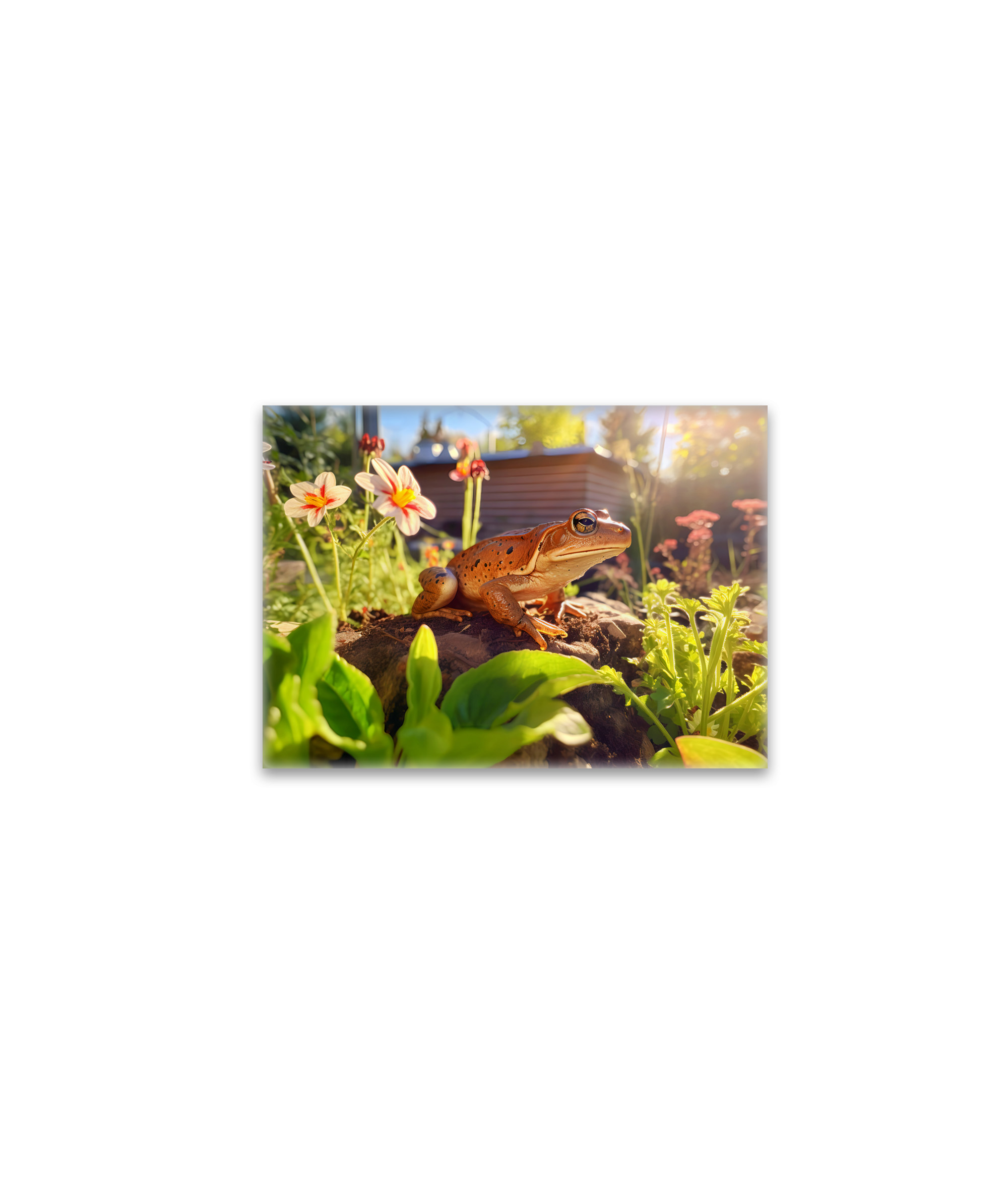 raxxa Glas-Magnet: satisfied frog perched on a garden bed