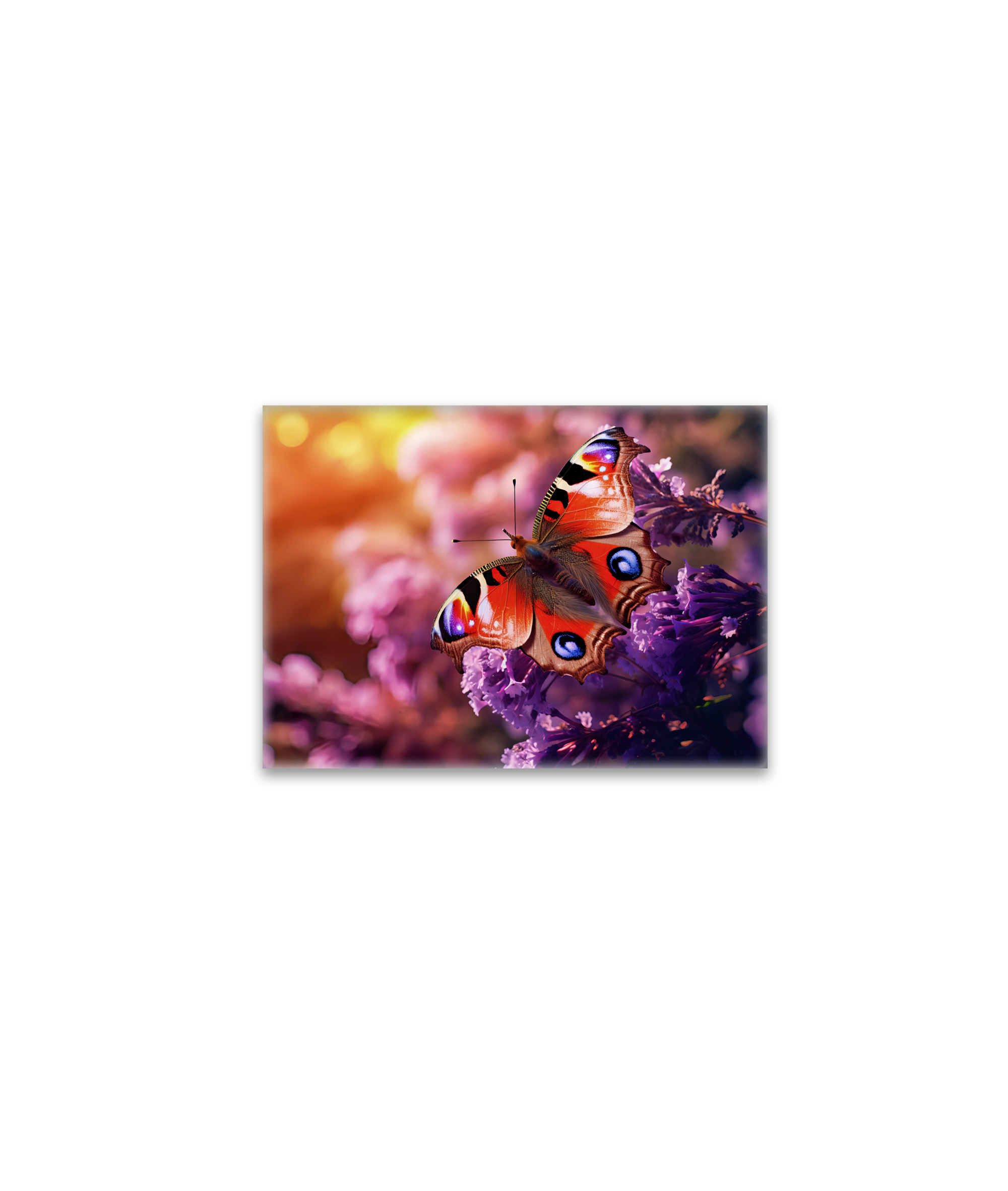 raxxa Glas-Magnet: majestic peacock butterfly gracefully landing amidst a purple lilac