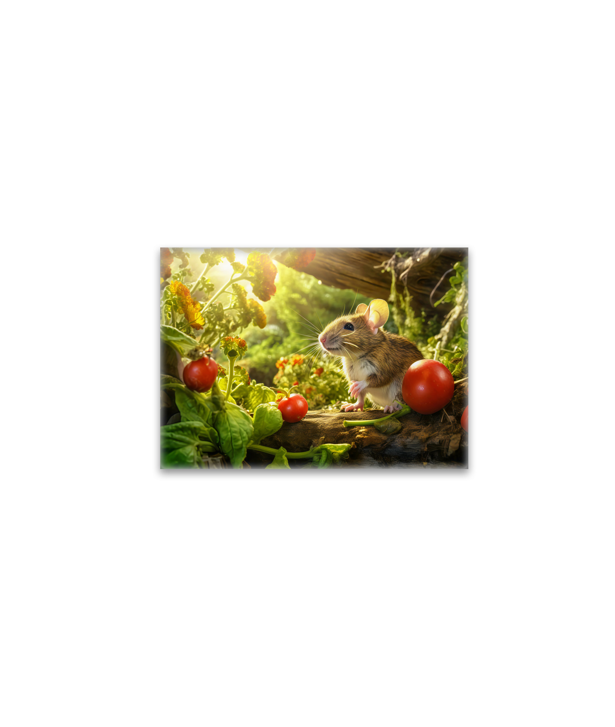 raxxa Glas-Magnet: Little mouse in the backyard of garden between tomatos sitting in sun.