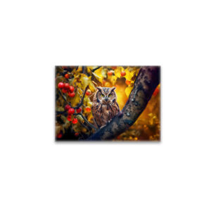 raxxa Glas-Magnet: wise owl perched on a branch of apple tree