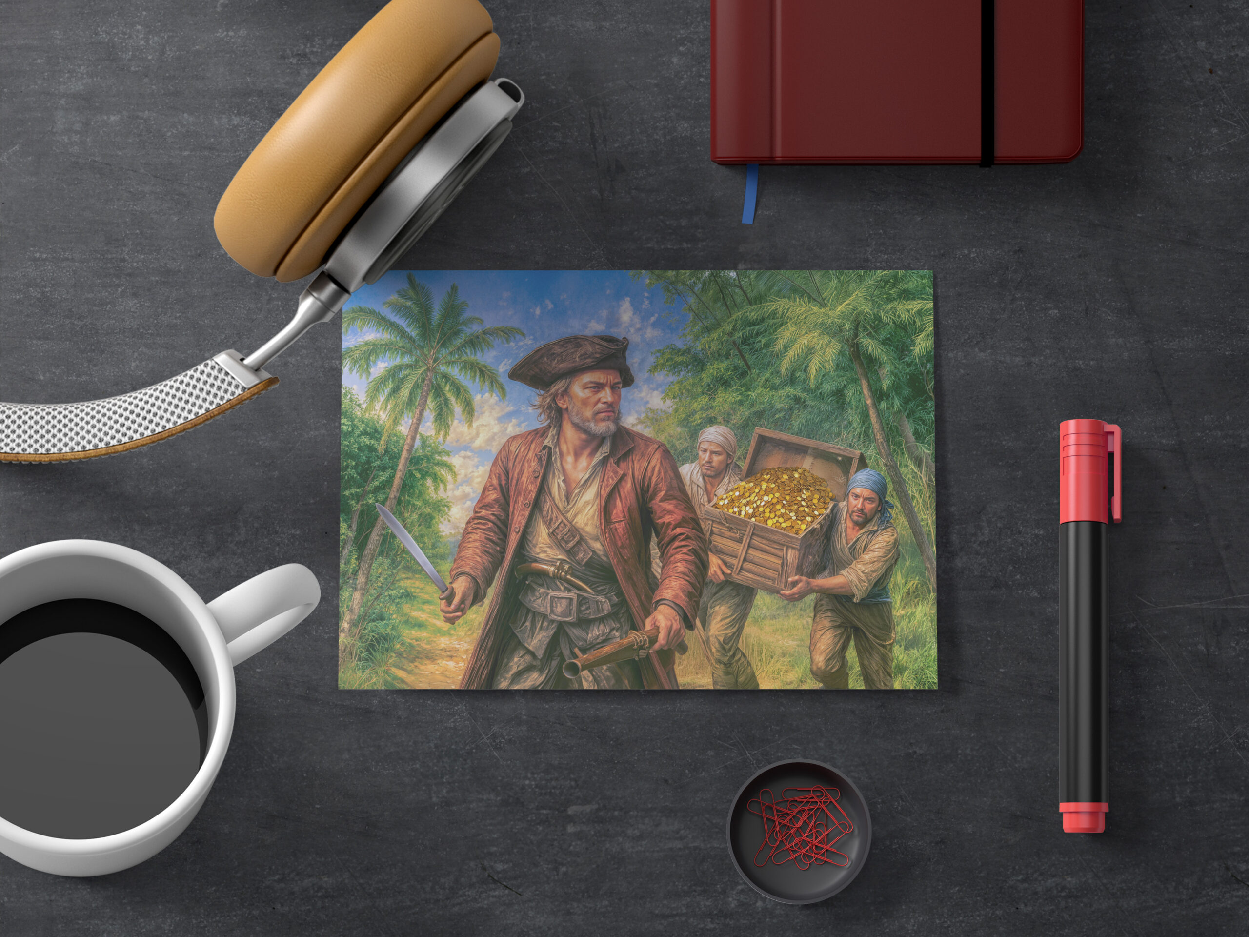 raxxa Postkarte: Captain Kidd Treasure Island Portrait