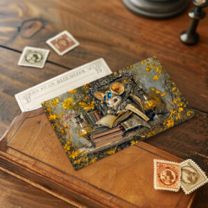 raxxa Postkarte: Steampunk reading mouse