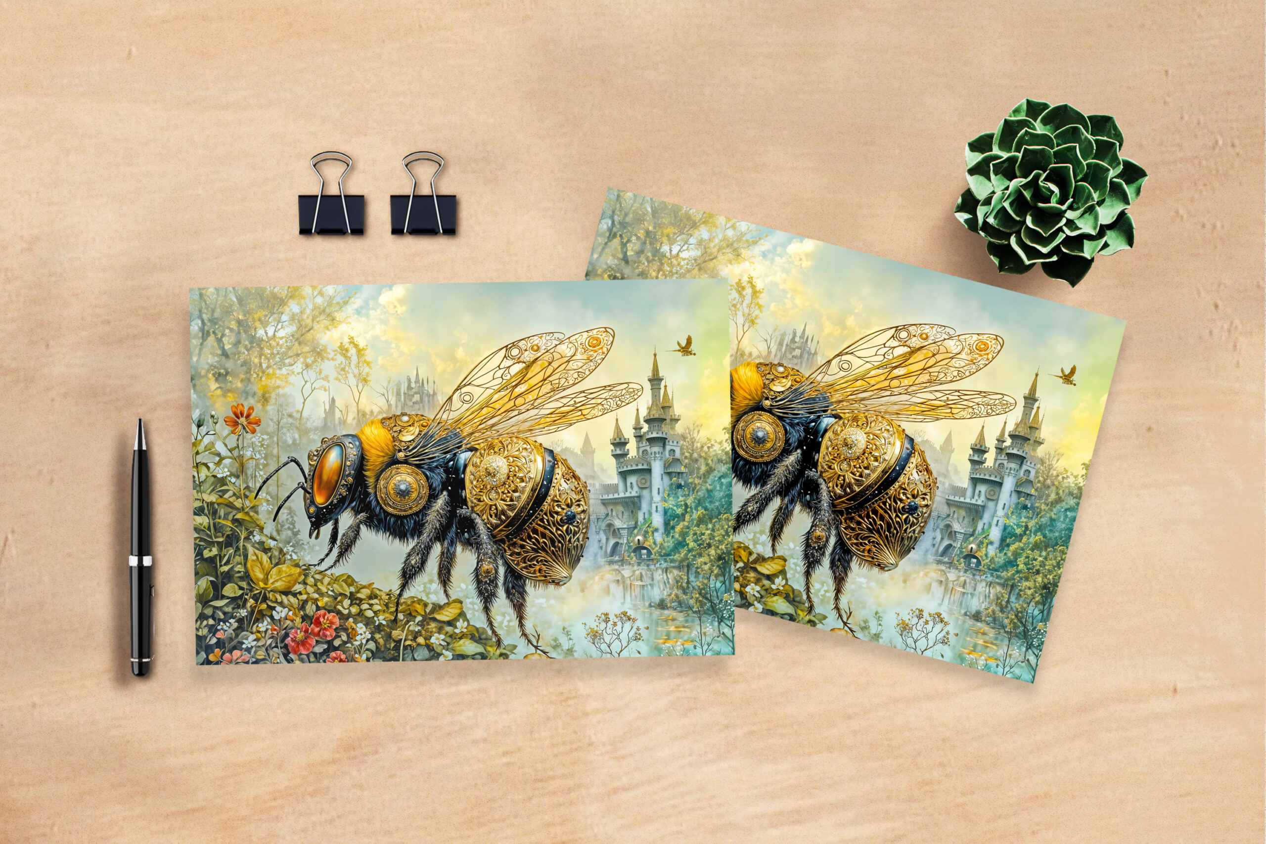 raxxa Postkarte: Steampunk blossom bee
