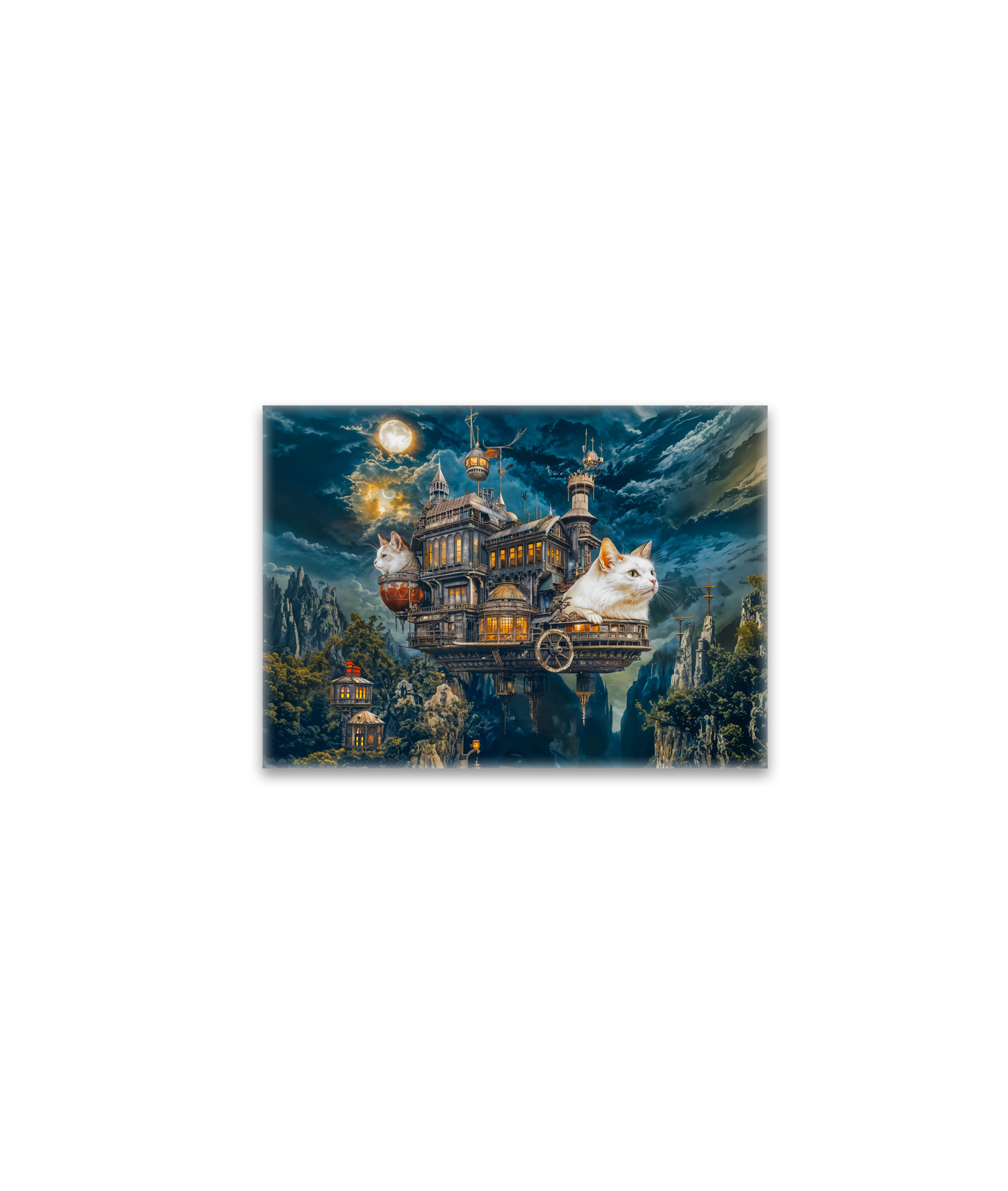 raxxa Glas-Magnet: Flying castle cats Steampunk night