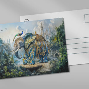 raxxa Postkarte: Steampunk floral elephant