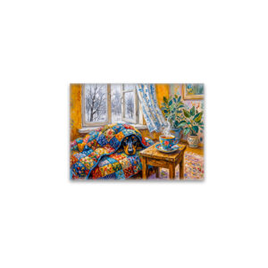 raxxa Glas-Magnet: Cozy Dachshund Resting on Patchwork Winter Blanket