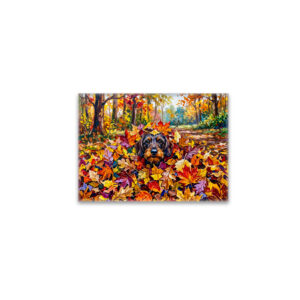 raxxa Glas-Magnet: Dachshund Resting in Colorful Autumn Leaves