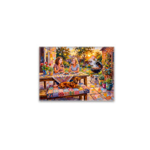 raxxa Glas-Magnet: Dachshund Resting Beside Outdoor Evening Garden Table