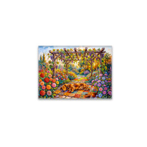 raxxa Glas-Magnet: Dachshund Resting Under Floral Garden Pergola Path
