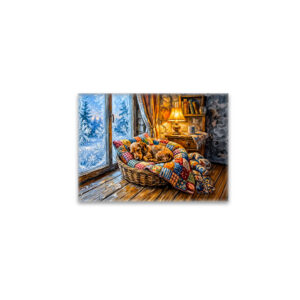 raxxa Glas-Magnet: Dachshund Resting in Cozy Winter Window Basket