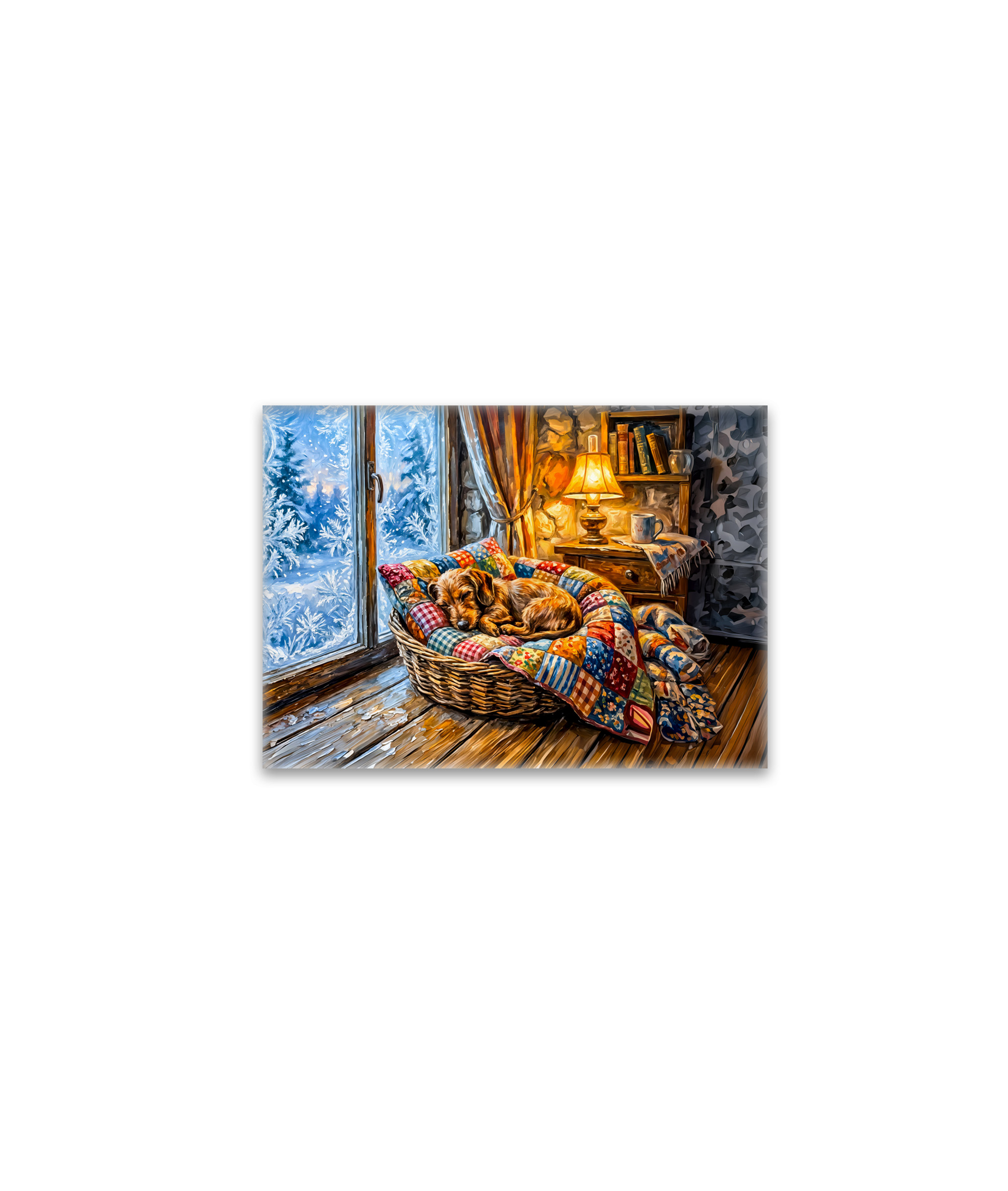 raxxa Glas-Magnet: Dachshund Resting in Cozy Winter Window Basket