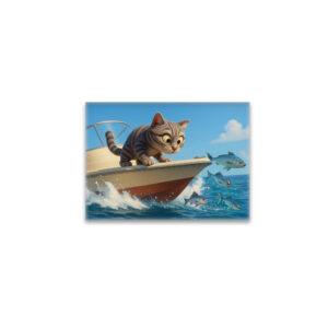 raxxa Glas-Magnet: Katze an Bord eines Bootes beobachtet Fische