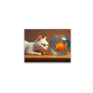 raxxa Glas-Magnet: Sie werden keine Freunde - Katze und Fisch im Aquarium