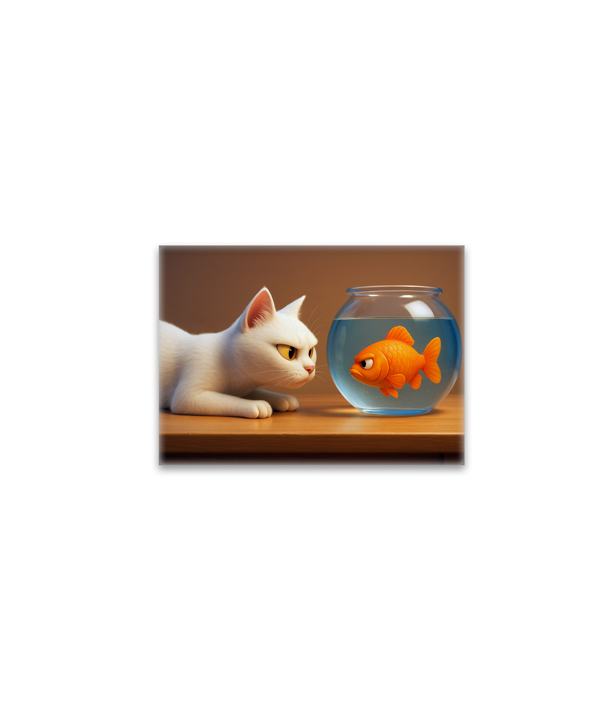 raxxa Glas-Magnet: Sie werden keine Freunde - Katze und Fisch im Aquarium