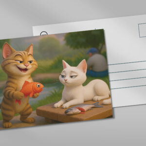 raxxa Postkarte: Kater bringt seiner Auserwählten ein Geschenk