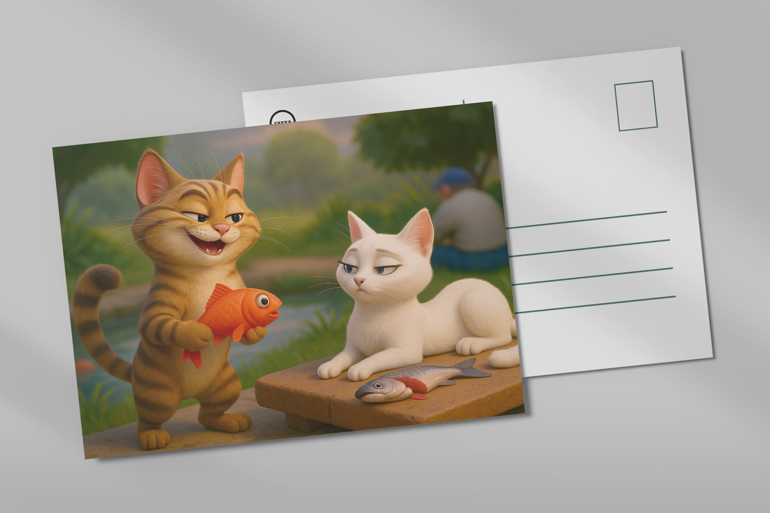 raxxa Postkarte: Kater bringt seiner Auserwählten ein Geschenk