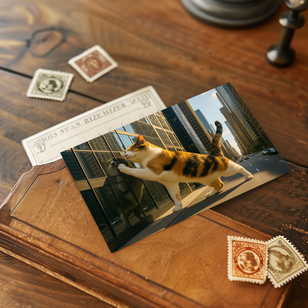 raxxa Postkarte: Mein liebstes Spiegelbild - Katze mit Fenster