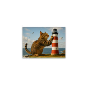 raxxa Glas-Magnet: Mein Lieblingskratzbaum - Katze mit Leuchtturm